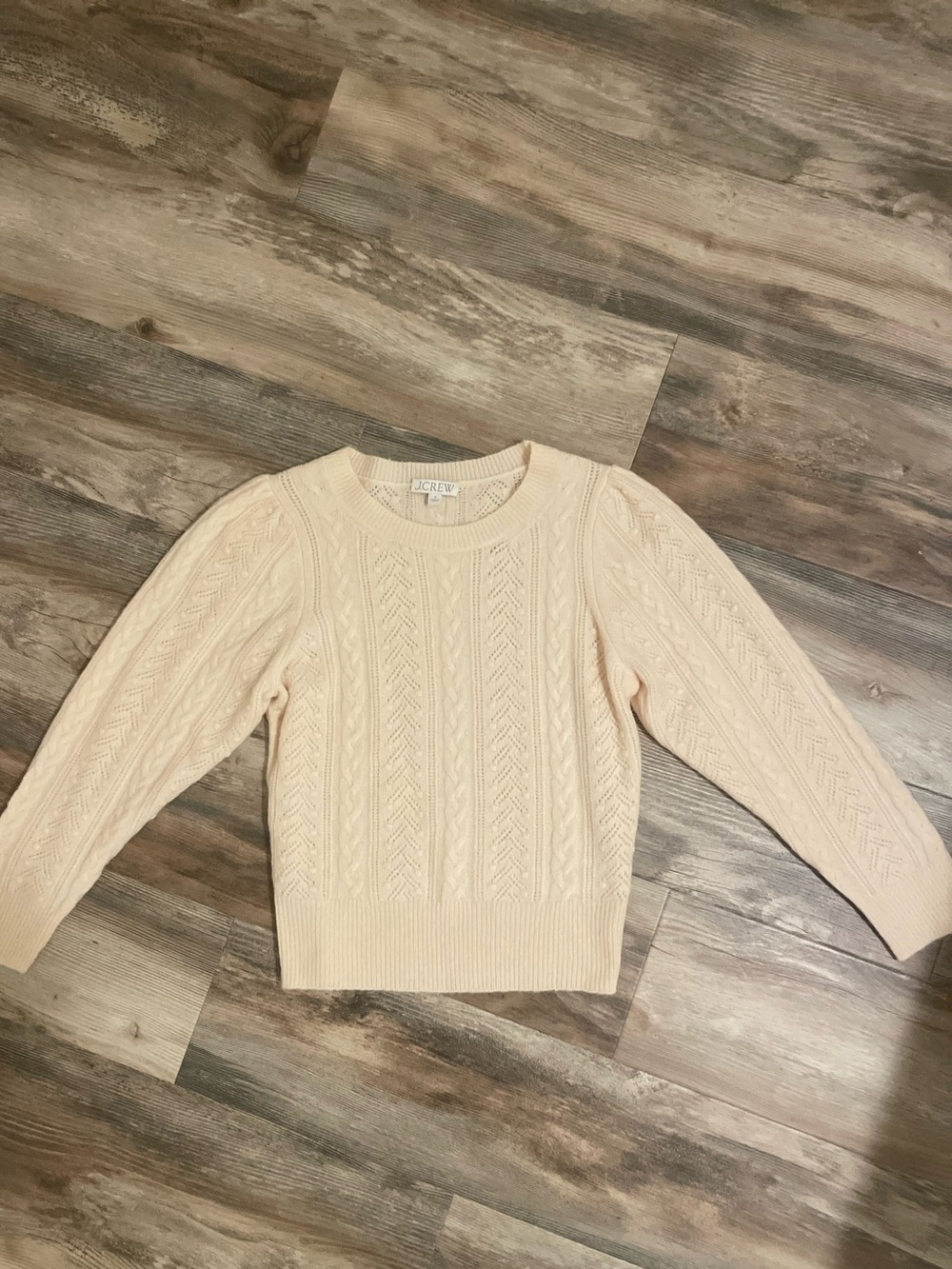 J. Crew Cream Cable Knit Crew Sweater M